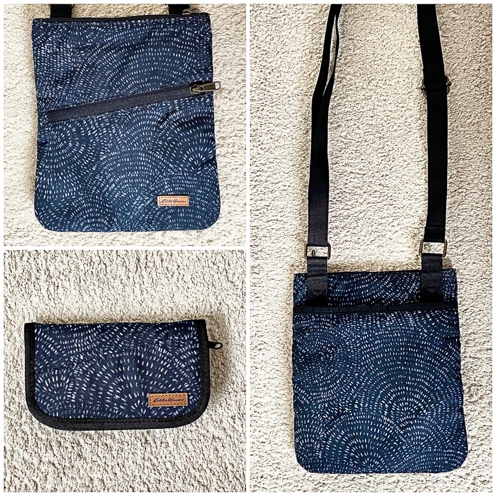 Eddie Bauer Navy Crossbody Bag + Wallet